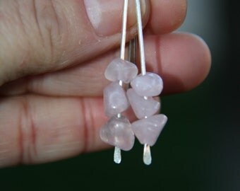 Rose Quartz And Fine Silver Earrings ( 1.1/2 inches long)