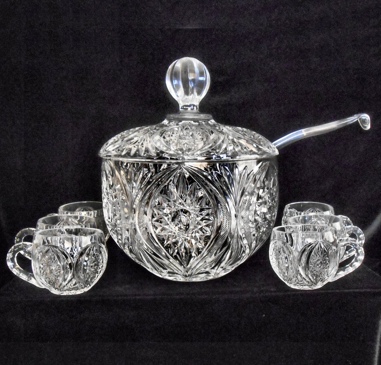 Nachtmann Bleikristall Cross Hatch Cut Crystal Lidded Punch