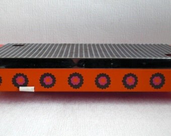 BRABANTIA Food Warmer,Hot Plate,Rechaud, Made in Holland, 'Patrice" Design, Orange Flowers, Vintage 70's Dutch Kitchenware.