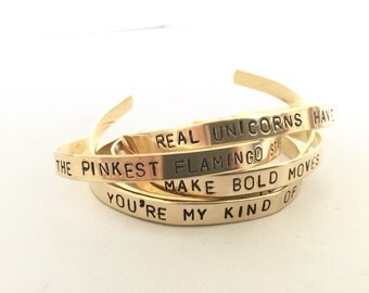 personalised cuff bracelet, stamped brass bangle, customised jewellery, skinny cuff bracelet, gift for her, stamped jewelry, graduation gift