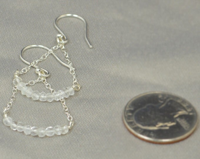 Crystal Quartz Earrings, Delicate Earrings, Gold Earring, Sterling Earrings, Rose Earrings, Copper, Dangle Earrings, Gemstone, White Earring