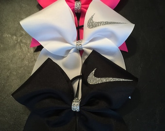 Nike Swoosh Cheer bow or softball BoW!!!MANY COLORS!!!Red, neon yellow ,white, black, maroon,pink,green,purple,navy, aqua blue, grey!