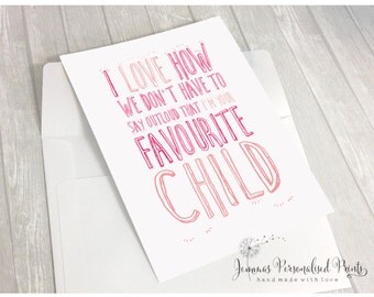 Items similar to Favourite Child Mother's Day Card on Etsy