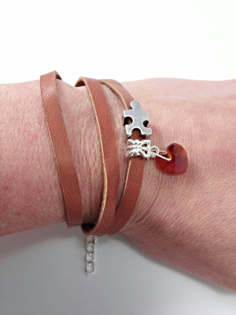 Autism bracelet Autism awareness jewelry Brown by GenevasSky