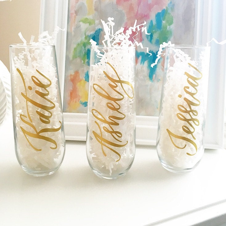 Personalized Champagne Flutes - Bridesmaid Champagne Glasses - Bridesmaid Gift - Bachelorette Party Gift - Champagne Glass - Wedding Favor