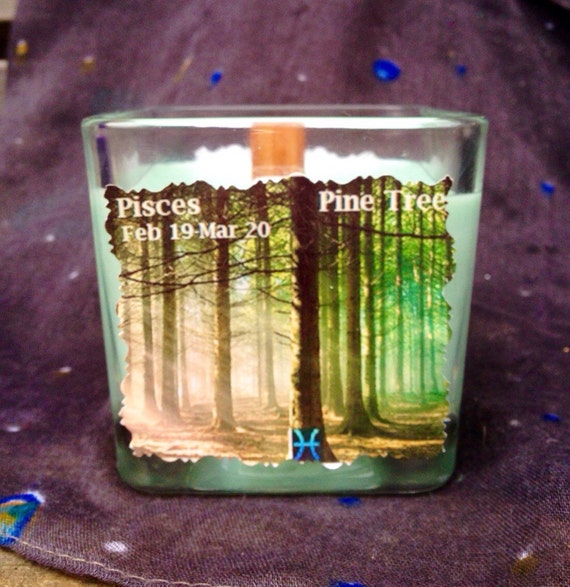 Pisces Zodiac Candle Woodsy Pine Fir Scent 9oz by StarFlameCandles