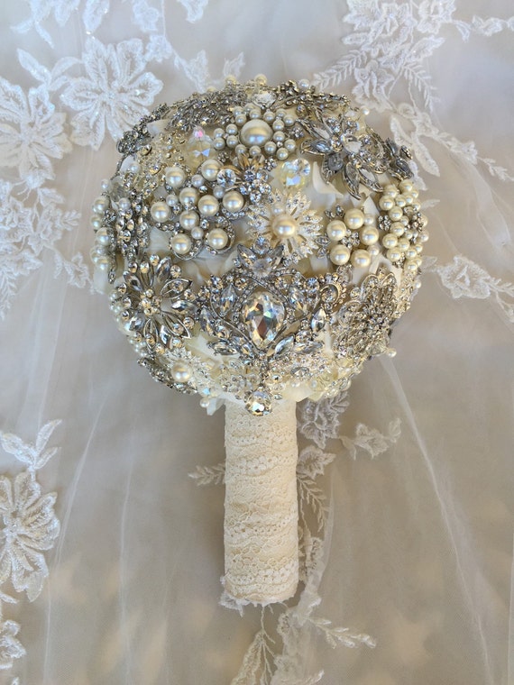 Brooch Bouquet Crystal Brooch Bouquet by MerryMeBouquets on Etsy
