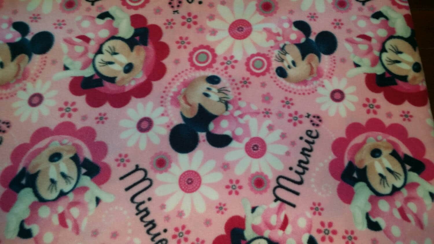 Minnie Mouse Fleece Fabric Sold By The 1/2 yard RARE HARD