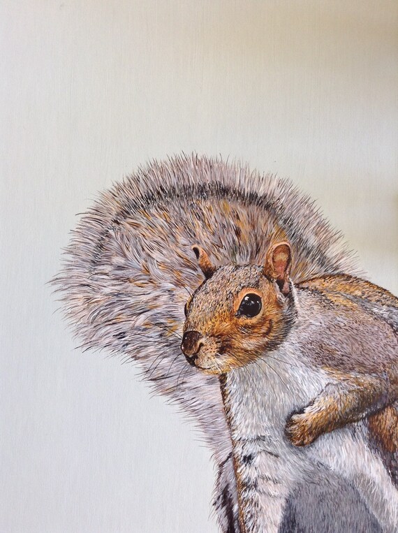 Cyril the Squirrel original acrylic ink painting