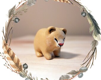 Female Lion Cub Spirit Animal Totem // Miniature Handmade Polymer Clay Animal Figurine
