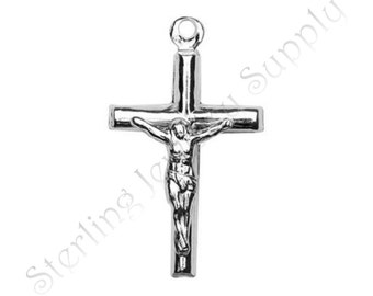 925 Sterling Silver Diamond Cut Jesus Christ INRI Cross Crucifix ...