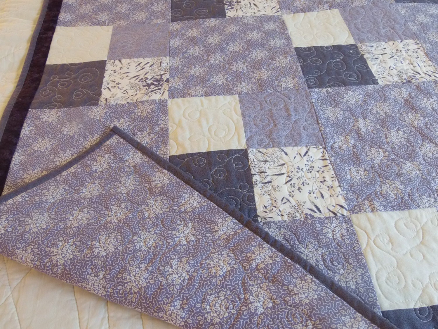 Handmade Lavender & Cream Quilt