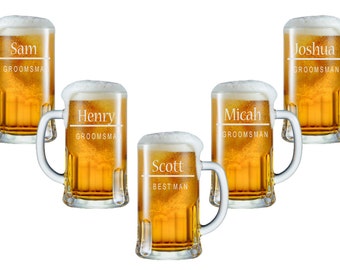 Personalized Beer Mug - 12oz / Groomsmen Gifts / Wedding / Engraved / Custom Glassware / Groomsman Gift / 16 DESIGNS / Select ANY Quantity