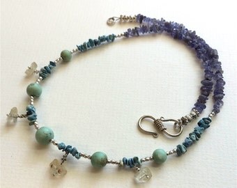Necklace 1201, Topaz, Tanzanite, Turquoise