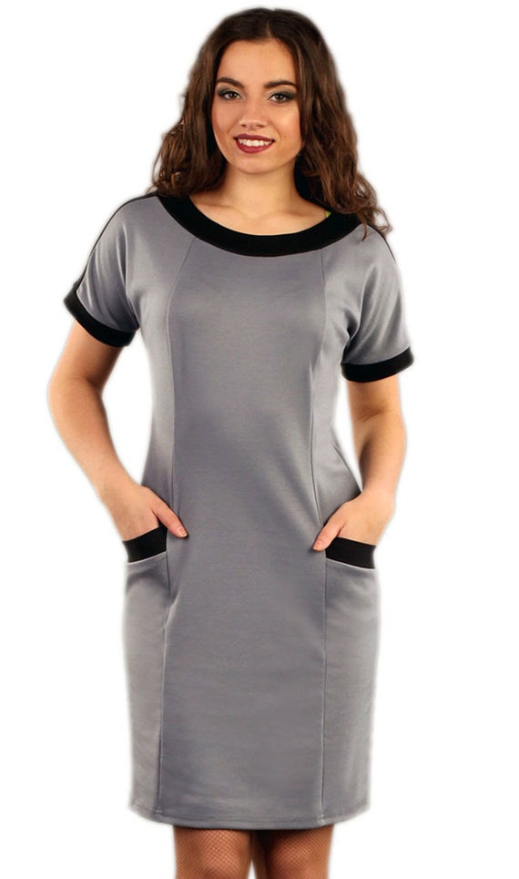 Grey dress Contrast casual dresses Grey office dress with