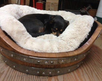 Wine Barrel Dog Bed for dogs up to 50 Pounds