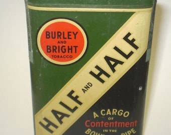 Burley and Bright Half and Half Pipe Tobacco Tin ~ Unopened