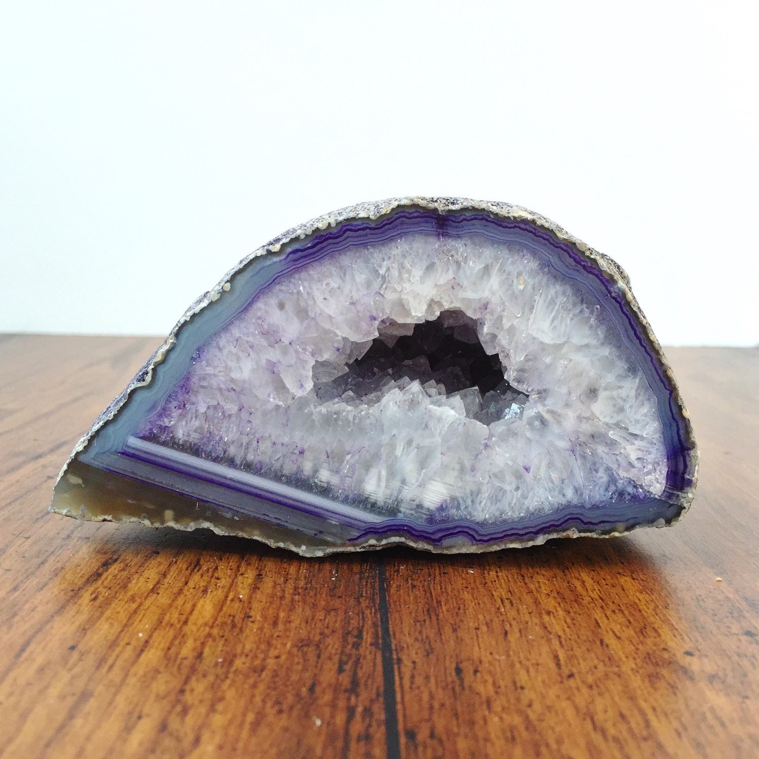 Large Hollow Agate Geode Purple Dyed Quartz Druzy Crystals 