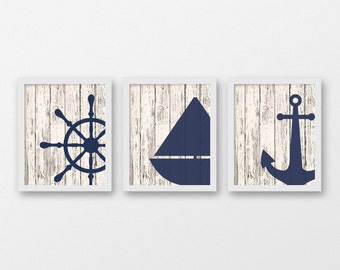 Nautical Art Print Set Nautical Decor Nautical Art Set