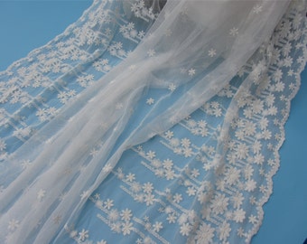 1yard Embroidery Lace Fabric ,white cotton lace fabric and Scalloped lace -50 inches Wide,snow flower lace