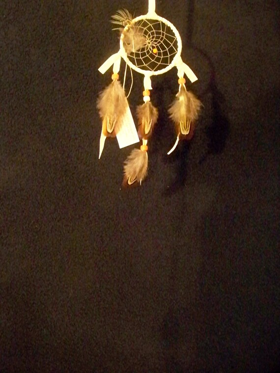 Dream Catcher 3inch Authentic Native American Ojibwe Orange