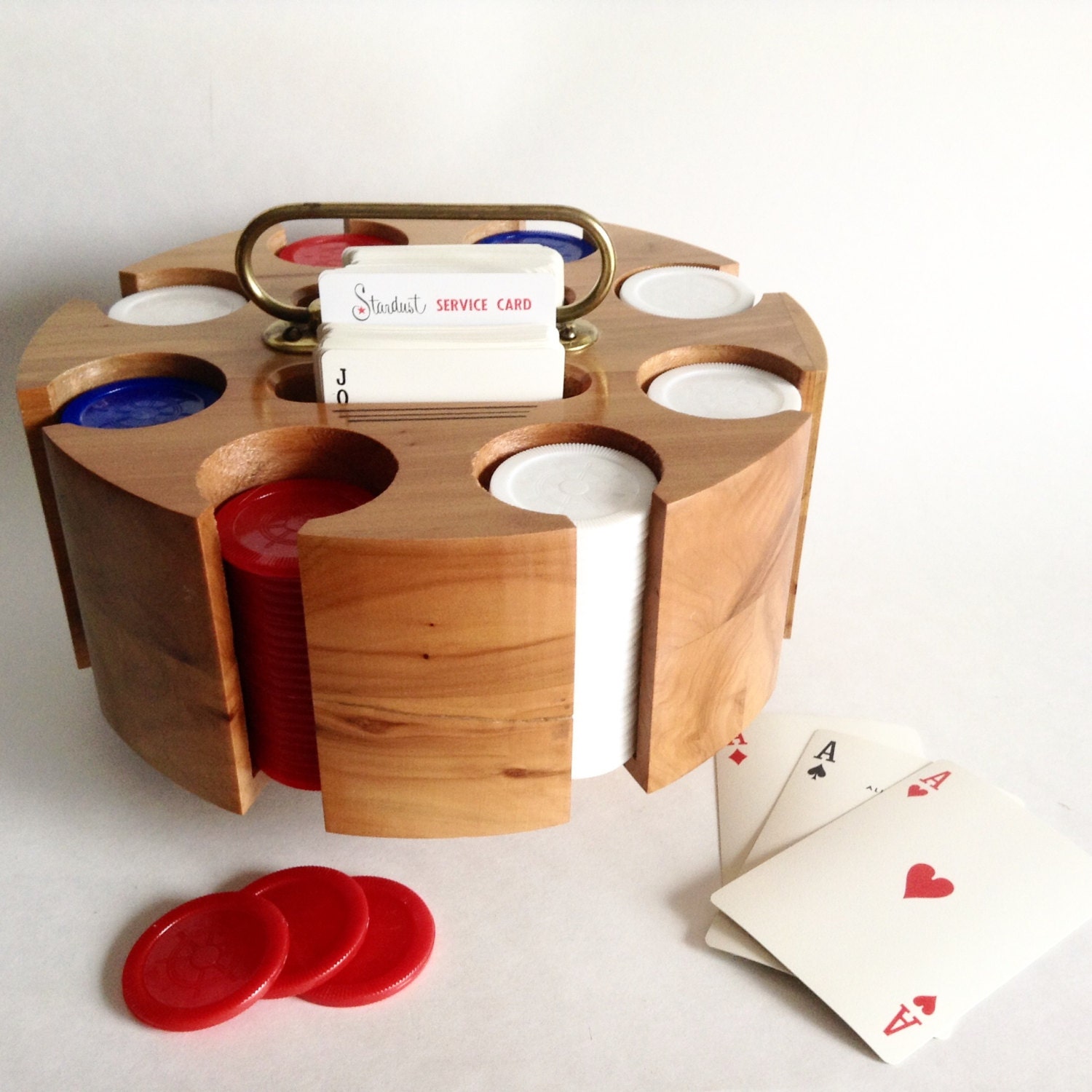 1950s Poker Chip Carousel Vintage Mid Century Wooden Poker
