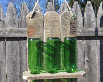 BirdFeeder, Reclaimed Wood Birdfeeder, Reclaimed Bottle Bird Feeder, Repurposed Pallet Wood Bird Feeder, Upcycled Bird Feeder,
