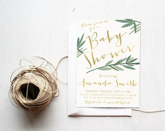 Baby Shower Invitation, Palm Leaf, Boho, Printable Invite (390)