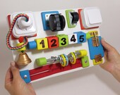 BUSY BOARD Sensory board Activity board Wooden children's toys Childrens wooden toys Wooden toy Fine motor board Children Natural gift 1st