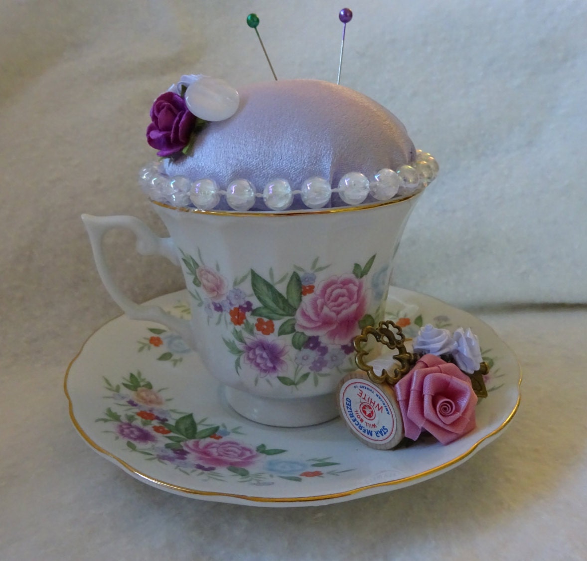 Teacup Pincushion Repurposed Teacup Pincushion Teacup With