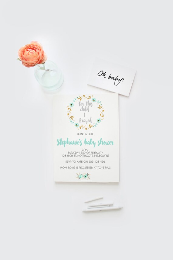 Christian baby shower invitation scripture baby shower