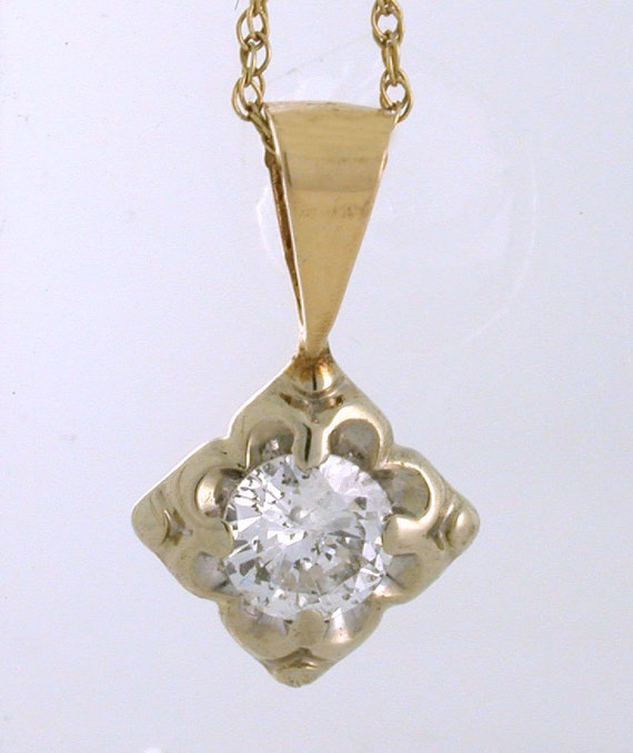 Classic .47ct Diamond Pendant, 14k gold, 18in gold chain 14k yellow gold