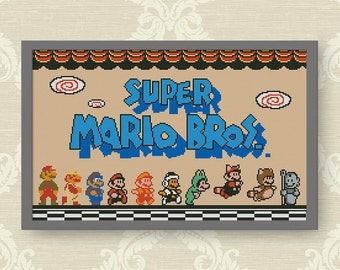 BUY 2, GET 1 FREE! Super Mario Bros Cross Stitch Pattern, Retro Super Mario Bros, Instant Download, video game Cross Stitch Pattern, #P034