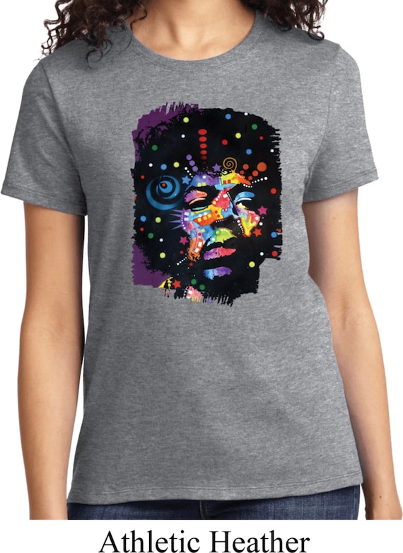 Ladies Jimi Hendrix Shirt Hendrix Neon Face Tee by BuyCoolShirts