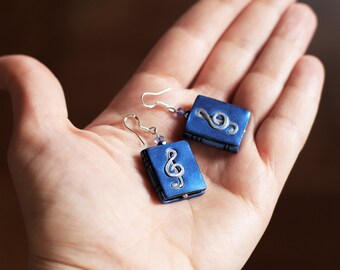 Mini book earrings Book lover gift Miniature book jewelry Tiny book dangles Reader earrings Book dangle earrings Drop earrings Music jewelry
