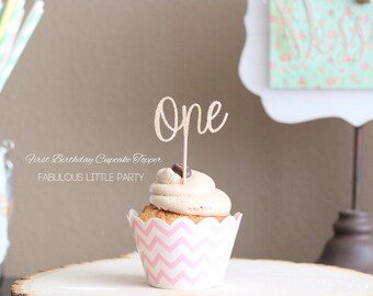 First Birthday Cupcake Toppers 1st Birthday Decorations Girl One/First Birthday Decoration Boy Gold Dessert Table Decor/Birthday Cake Topper