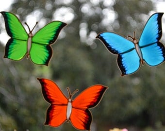 Butterfly decor, Butterfly glass door decal, Tile decal, Faux stained glass, Window cling.