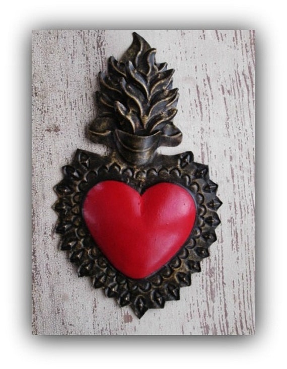 Punched Tin Sacred Heart Mexican Heart Mexican Folk Art