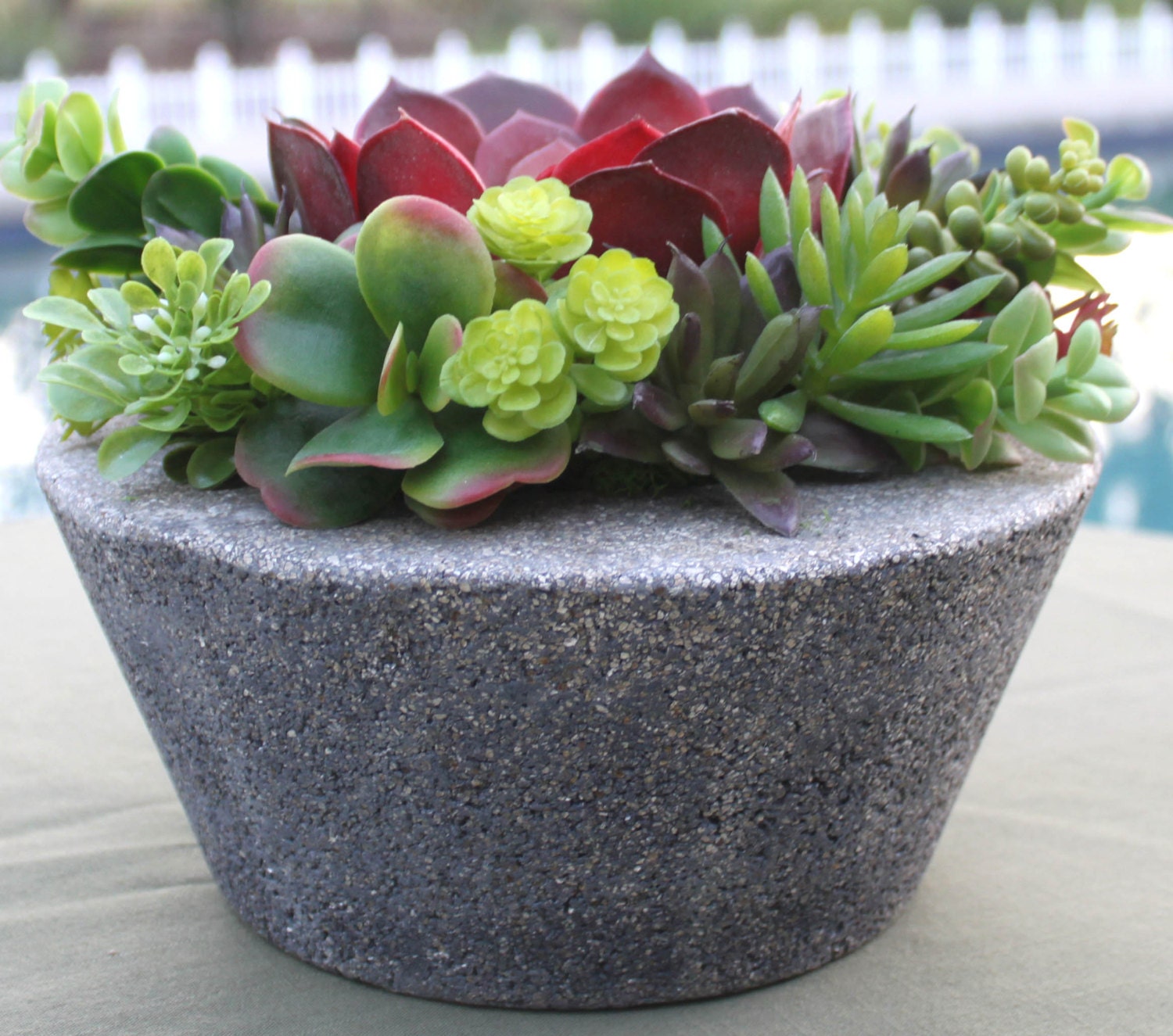  Colorful  Faux Succulent  Arrangement in Hand Made Pot  Faux