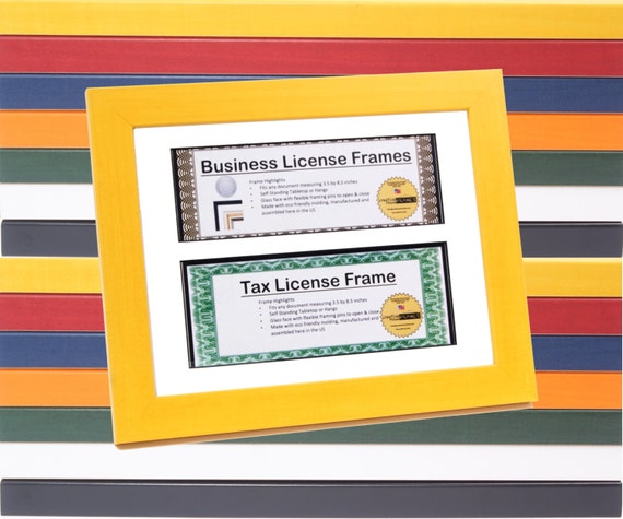 Double Yellow Business License Frames for Professionals 8.5 by