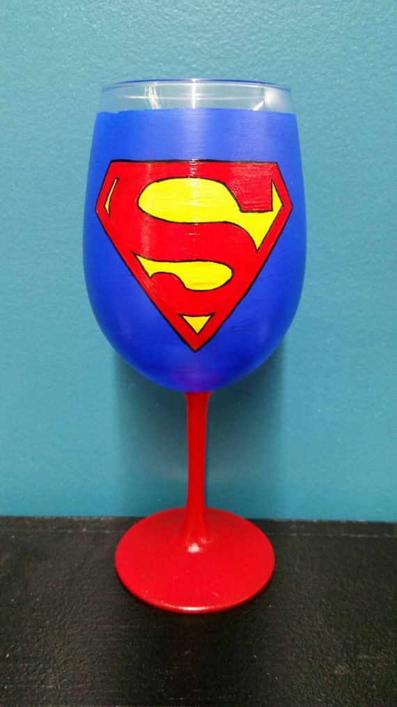 Superman Wine Glass by SplashoColors on Etsy