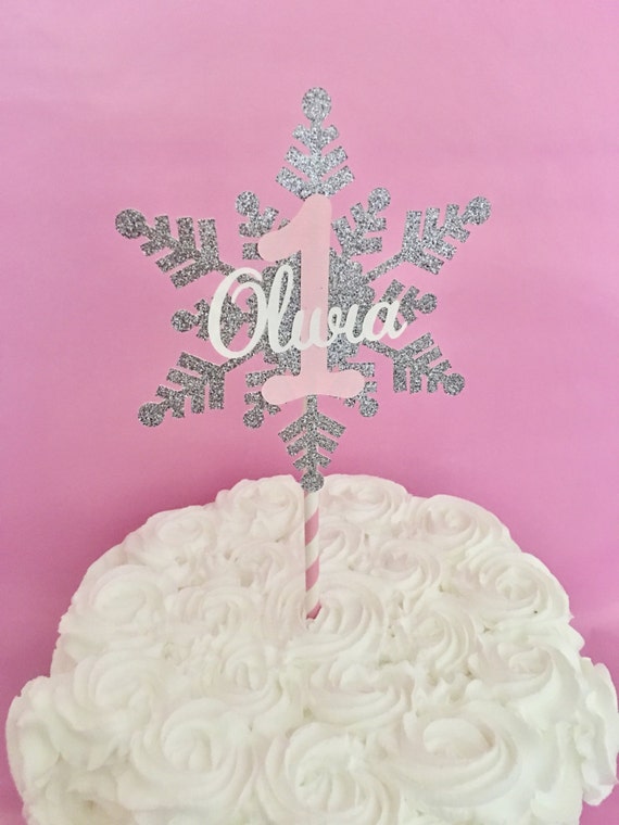 Winter Onederland Cake Topper Pink and Silver First Birthday Winter Onederland Cake Topper Pink and Silver First Birthday