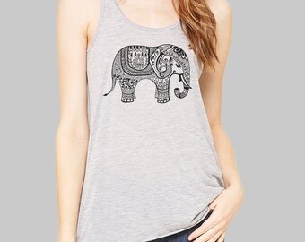 Elephant - Elephant Tank Top, Womens Clothing, Tank Tops, Graphic Tanks For Women, Bella Flowy Tank Top, Yoga Tank Top, Plus SIze