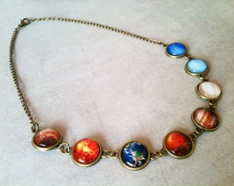 Solar system necklace, planets necklace, space necklace, solar system jewelry, universe, astronomy, gift idea, colorful, mother's day