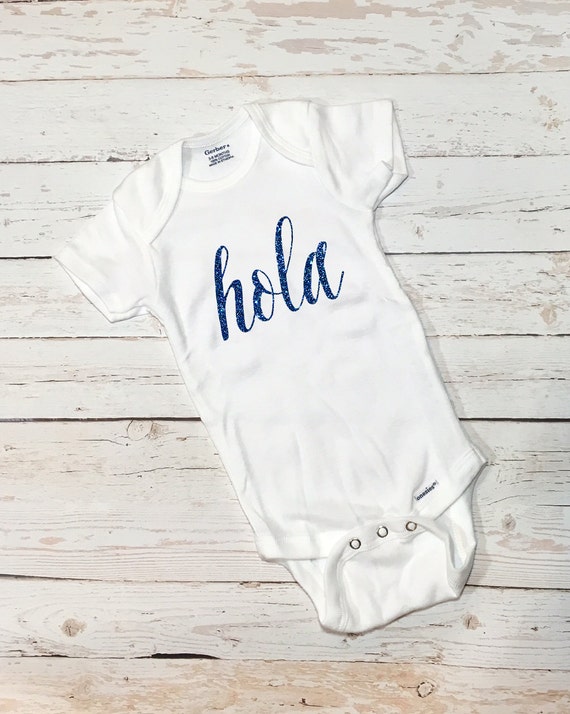 Hola Spanish Hello Simple Onesie BodySuit by EmmyBelleDesigns