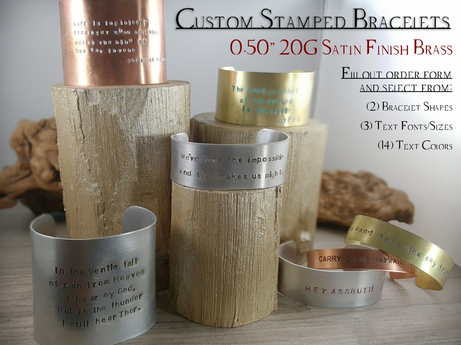 form_for text submit Satin 20G Finish Stamped Custom Brass PrestigeAdornments 0.50 by