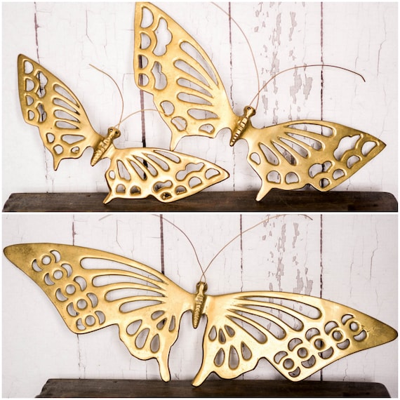 Vintage Brass Butterflies Wall Hanging Decor Butterfly Art