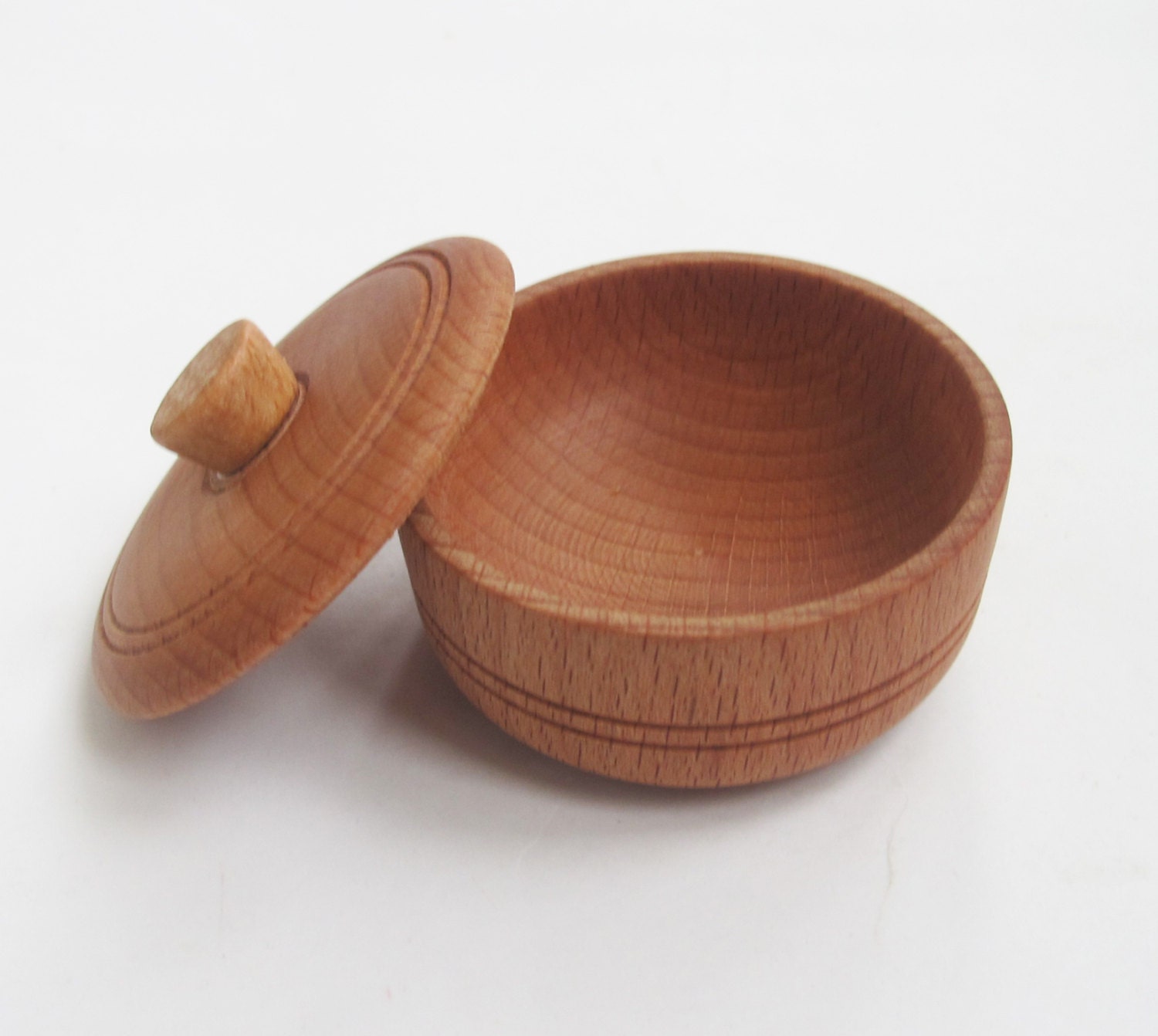 Small Wood Salt Cellar Wooden Spice Bowl with Lid Rustic
