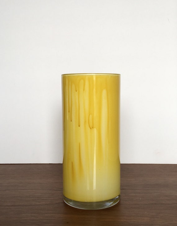 Items similar to Mustard Yellow Vase, Yellow Vase, Hand Painted Vase