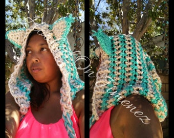 Crochet Cheshire Cat Costume Hood (Teen/Adult)
